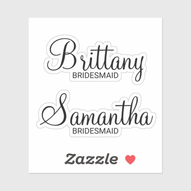 Der Name der modernen Personalisierten Bridesmaid Aufkleber (Blatt)