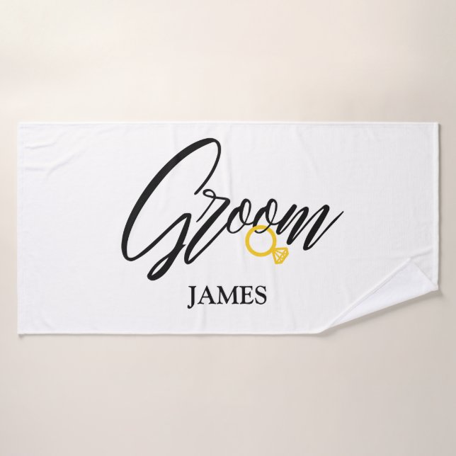 Der Name der personalisierten Gärtnerei mit golden Badehandtuch (Badehandtuch)