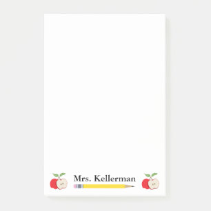 Der Name des Lehrers mit Äpfeln und zeichnen 4 x  Post-it Klebezettel
