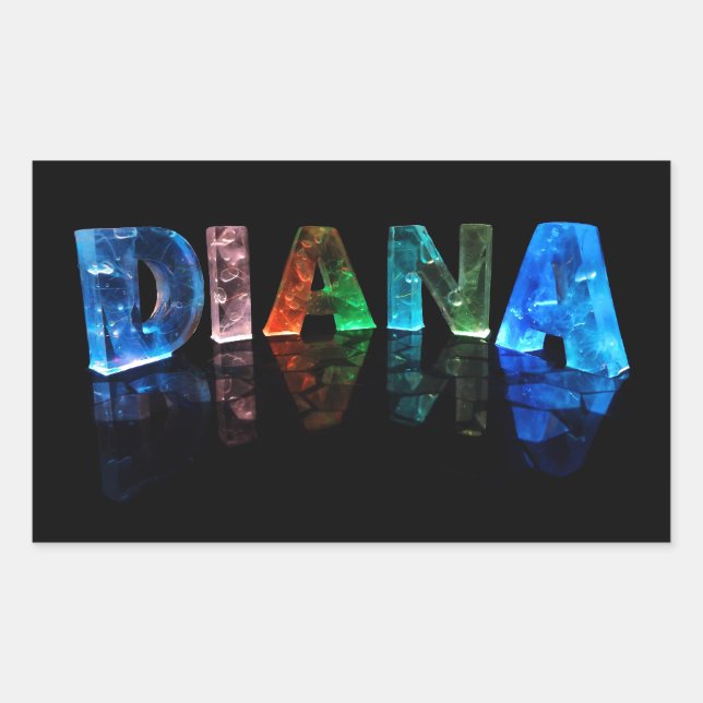 Der Name Diana in 3D-Leuchten (Foto) Rechteckiger Aufkleber (Vorderseite)