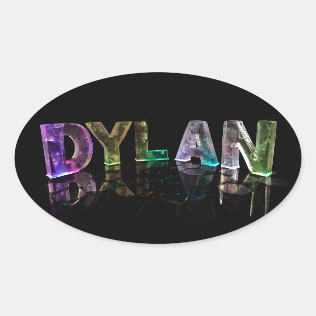 Der Name Dylan in 3D-Leuchten (Foto) Ovaler Aufkleber (Vorderseite)