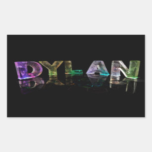 Der Name Dylan in 3D-Leuchten (Foto) Rechteckiger Aufkleber