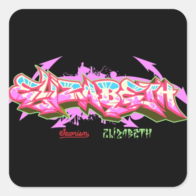 Der Name Elizabeth in Graffiti-Aufkleber Quadratischer Aufkleber (Vorderseite)