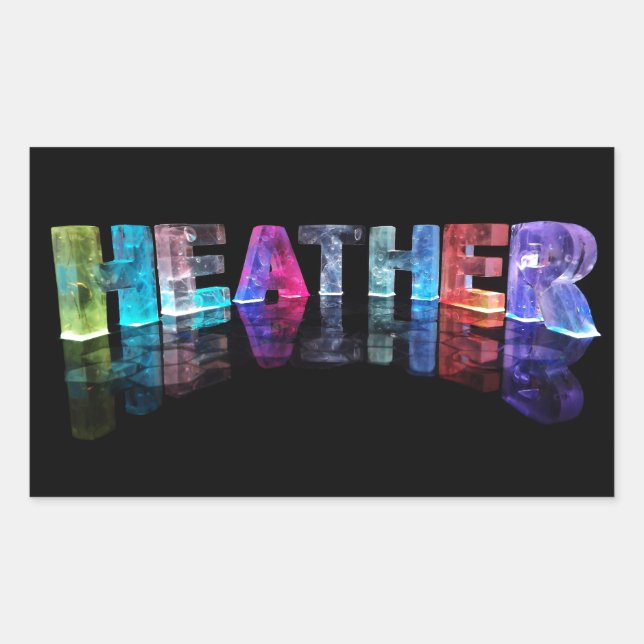 Der Name Heather in 3D-Leuchten (Foto) Rechteckiger Aufkleber (Vorderseite)