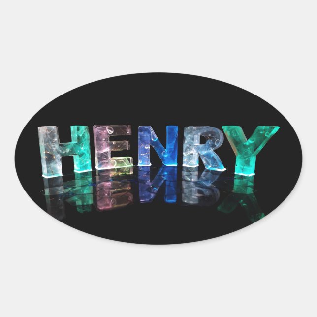 Der Name Henry in 3D-Leuchten (Foto) Ovaler Aufkleber (Vorderseite)