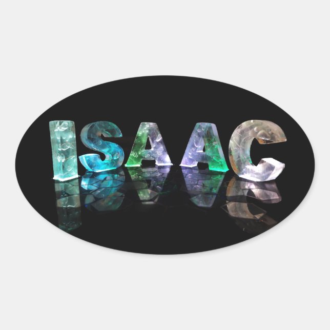 Der Name Isaac in 3D-Leuchten (Foto) Ovaler Aufkleber (Vorderseite)