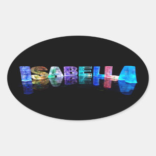 Der Name Isabella in 3D-Leuchten (Foto) Ovaler Aufkleber
