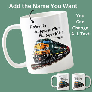 Der Name ist am glücklichsten, wenn man Züge fotog Kaffeetasse