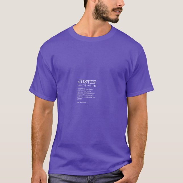 Der Name ist Justin Funny Gift Adult Definition T-Shirt (Vorderseite)