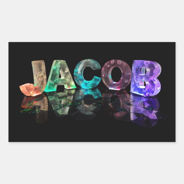 Der Name Jakob in 3D-Leuchten (Foto) Rechteckiger Aufkleber (Vorderseite)