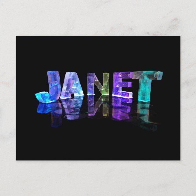 Der Name Janet in 3D-Leuchten (Foto) Postkarte (Vorderseite)
