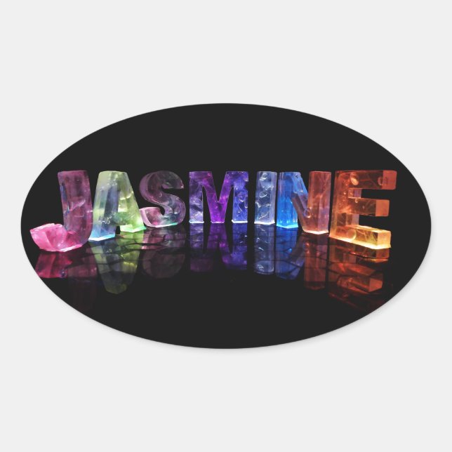 Der Name Jasmine in 3D-Leuchten (Foto) Ovaler Aufkleber (Vorderseite)