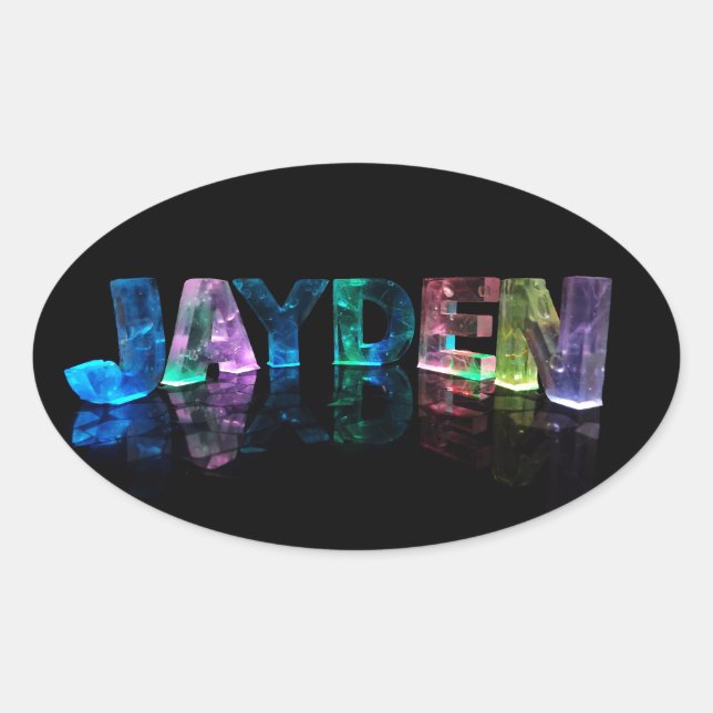 Der Name Jayden in 3D-Leuchten (Foto) Ovaler Aufkleber (Vorderseite)