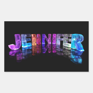 Der Name Jennifer in 3D-Leuchten (Foto) Rechteckiger Aufkleber