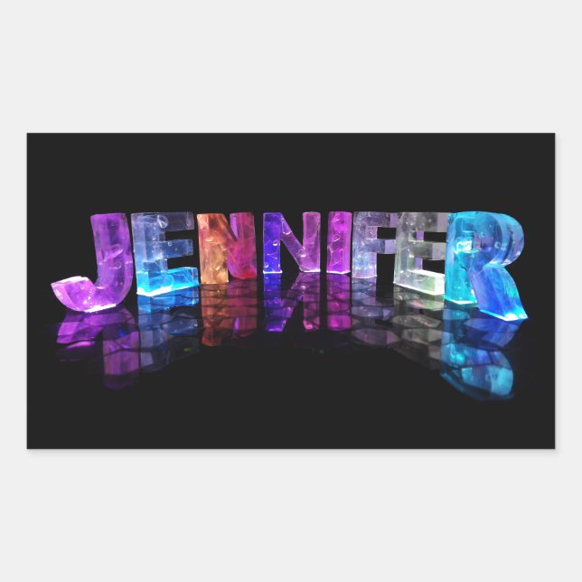 Der Name Jennifer in 3D-Leuchten (Foto) Rechteckiger Aufkleber (Vorderseite)