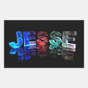 Der Name Jesse in 3D-Leuchten (Foto) Rechteckiger Aufkleber
