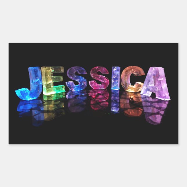 Der Name Jessica in 3D-Leuchten (Foto) Rechteckiger Aufkleber (Vorderseite)