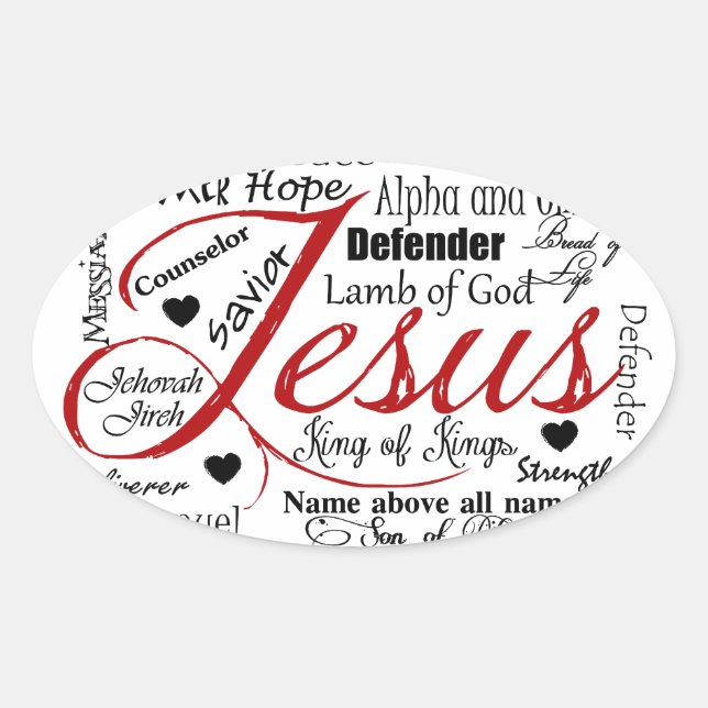 Der Name Jesus Ovaler Aufkleber (Vorderseite)