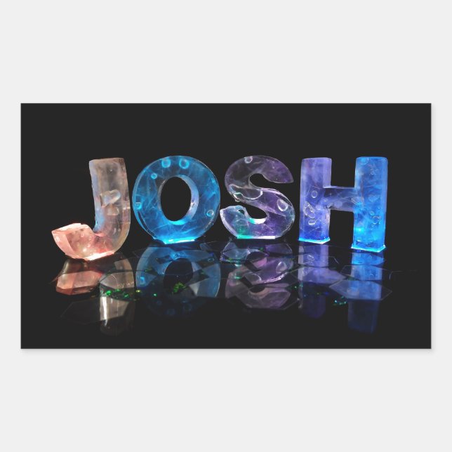 Der Name Josh in 3D-Leuchten (Foto) Rechteckiger Aufkleber (Vorderseite)