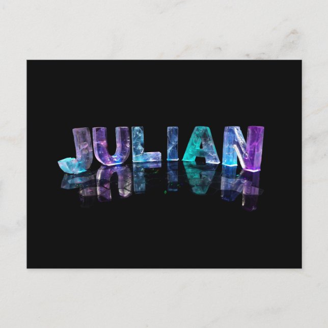 Der Name Julian in 3D-Leuchten (Foto) Postkarte (Vorderseite)