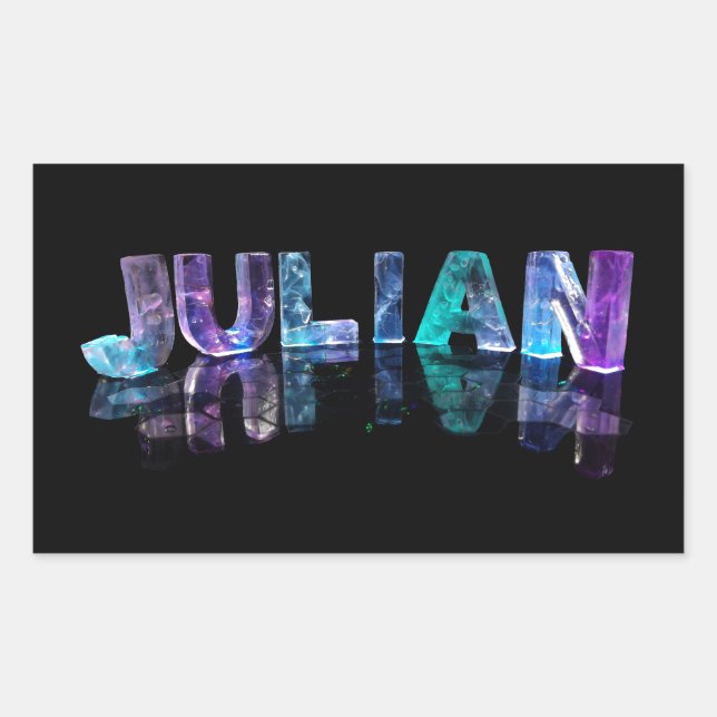 Der Name Julian in 3D-Leuchten (Foto) Rechteckiger Aufkleber (Vorderseite)