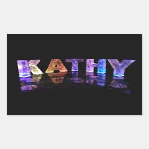 Der Name Kathy in 3D Lights (Foto) Rechteckiger Aufkleber