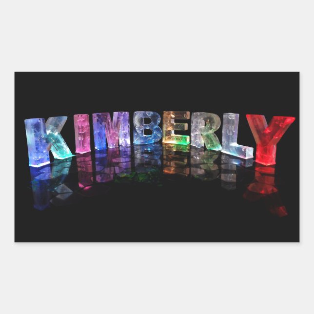 Der Name Kimberly in 3D-Leuchten (Foto) Rechteckiger Aufkleber (Vorderseite)