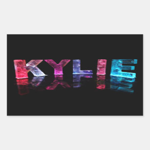 Der Name Kylie in 3D-Leuchten (Foto) Rechteckiger Aufkleber