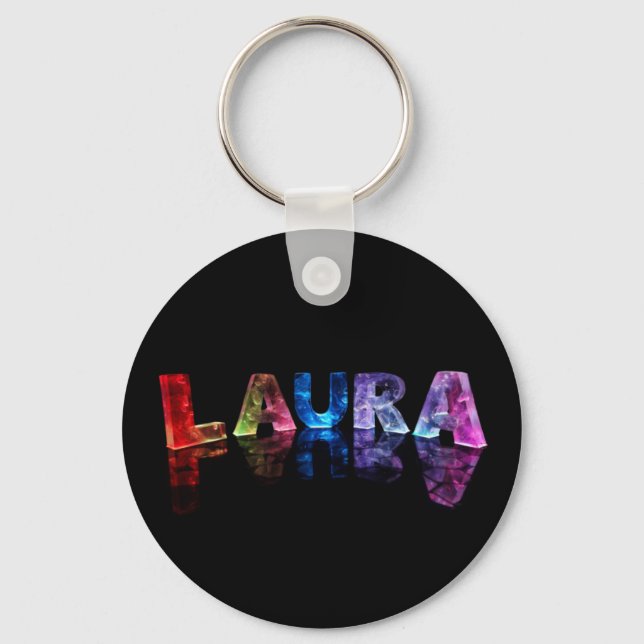 Der Name Laura in 3D-Leuchten (Foto) Schlüsselanhänger (Vorderseite)