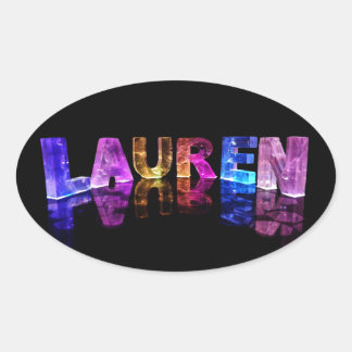 Der Name Lauren in 3D-Leuchten (Foto) Ovaler Aufkleber