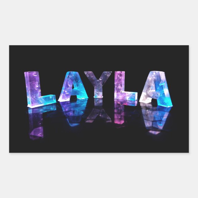 Der Name Layla in 3D-Leuchten (Foto) Rechteckiger Aufkleber (Vorderseite)