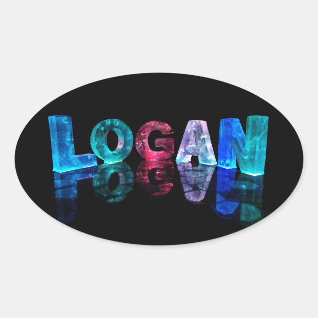Der Name Logan in 3D-Leuchten (Foto) Ovaler Aufkleber (Vorderseite)