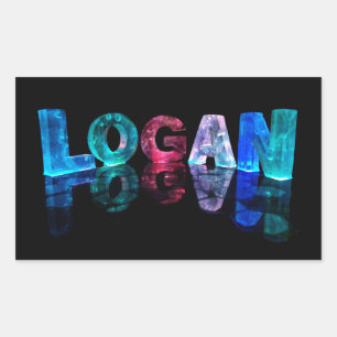 Der Name Logan in 3D-Leuchten (Foto) Rechteckiger Aufkleber