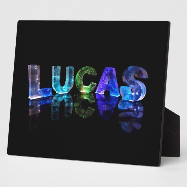 Der Name Lucas in 3D-Leuchten (Foto) Fotoplatte (Seite)