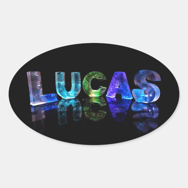 Der Name Lucas in 3D-Leuchten (Foto) Ovaler Aufkleber (Vorderseite)