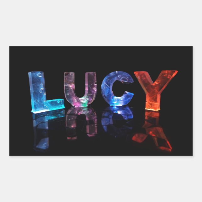 Der Name Lucy in 3D-Leuchten (Foto) Rechteckiger Aufkleber (Vorderseite)