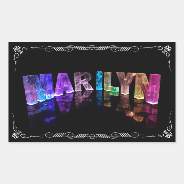 Der Name Marilyn in 3D Lights (Foto) Rechteckiger Aufkleber (Vorderseite)