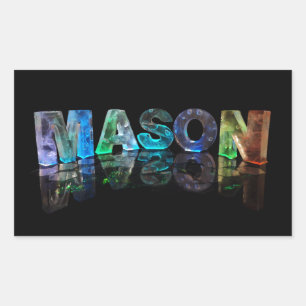 Der Name Mason in 3D-Leuchten (Foto) Rechteckiger Aufkleber