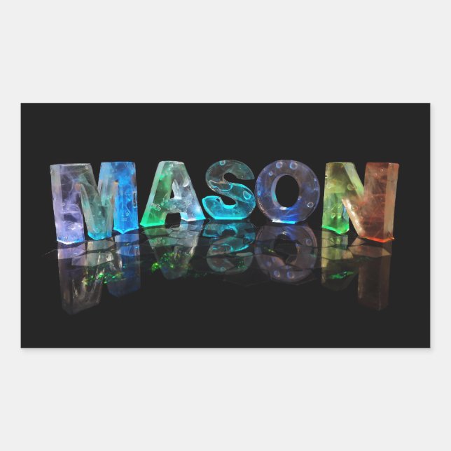 Der Name Mason in 3D-Leuchten (Foto) Rechteckiger Aufkleber (Vorderseite)