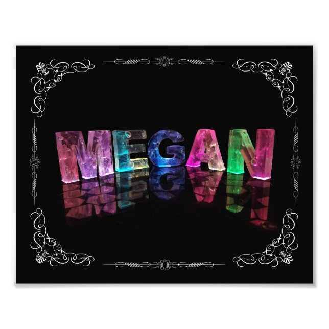 Der Name Megan in 3D-Leuchten (Foto) Fotodruck (Vorne)