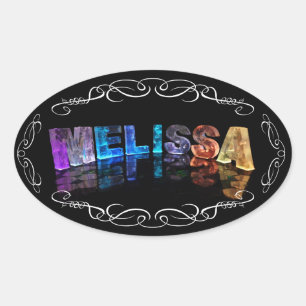 Der Name Melissa in 3D-Leuchten (Foto) Ovaler Aufkleber