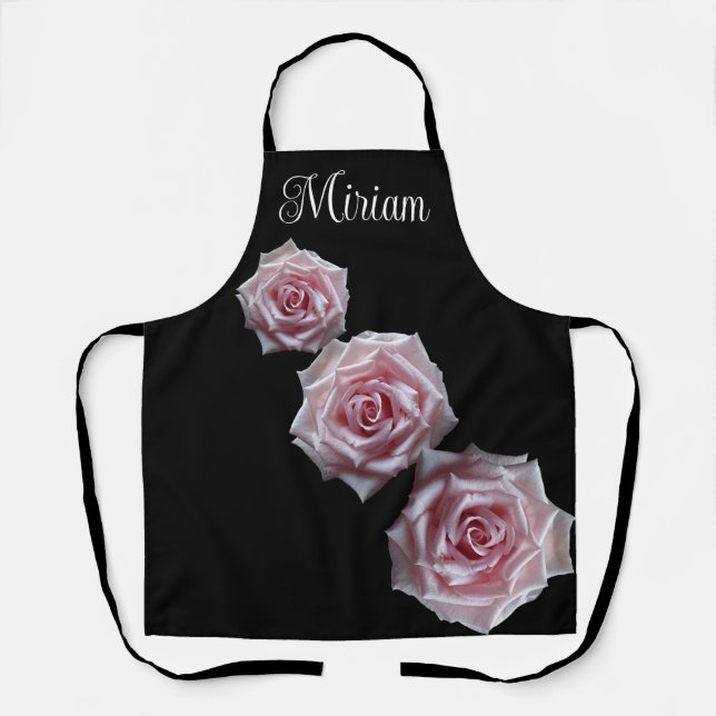 Der Name Miriam ist hübsch rosa Rosen, blumenreich Schürze (Vorderseite)
