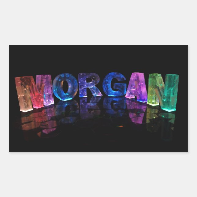 Der Name Morgan in 3D-Leuchten (Foto) Rechteckiger Aufkleber (Vorderseite)