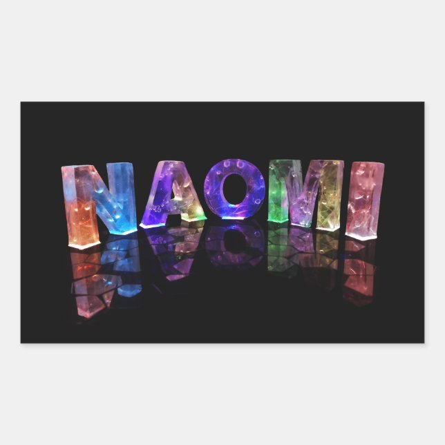 Der Name Naomi in 3D-Leuchten (Foto) Rechteckiger Aufkleber (Vorderseite)
