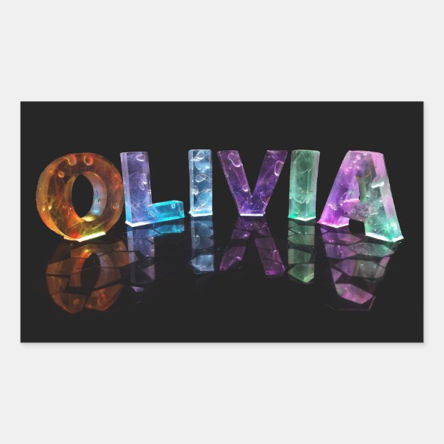 Der Name Olivia in 3D-Leuchten (Foto) Rechteckiger Aufkleber (Vorderseite)