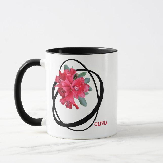 Der Name Olivia ist ein romantischer Rot-Blütensti Tasse (Links)