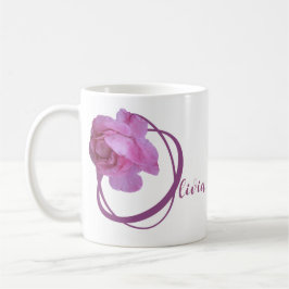 Der Name Olivia ist hübsch rosa Rosa Blüte Kaffeetasse