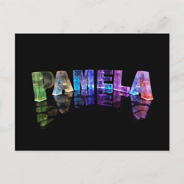 Der Name Pamela in 3D-Leuchten (Foto) Postkarte (Vorderseite)