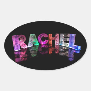 Der Name Rachel in 3D-Leuchten (Foto) Ovaler Aufkleber