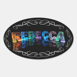 Der Name Rebecca in 3D-Leuchten (Foto) Ovaler Aufkleber